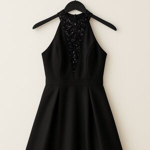 Black Beaded halter Cocktail Dress